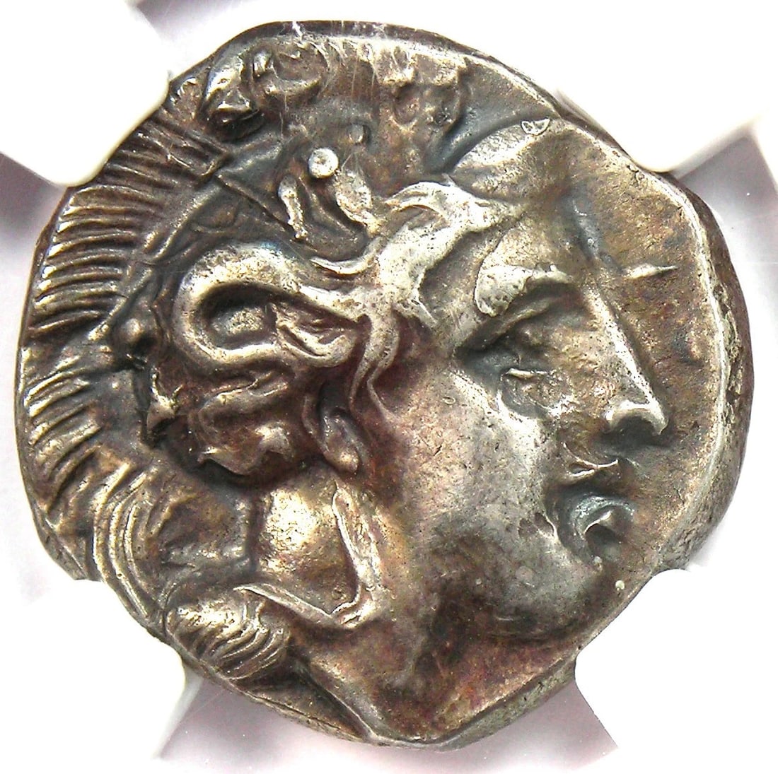 LUCANIA THURIUM AR STATER SILVER GREEK COIN: Lucania Thurium AR Stater Silver Greek Coin Year : 410 BC Denomination : Stater Country of Origin : Greece Accessories: None Accessories Notice: When purchasing pre-owned goods, please refer to the