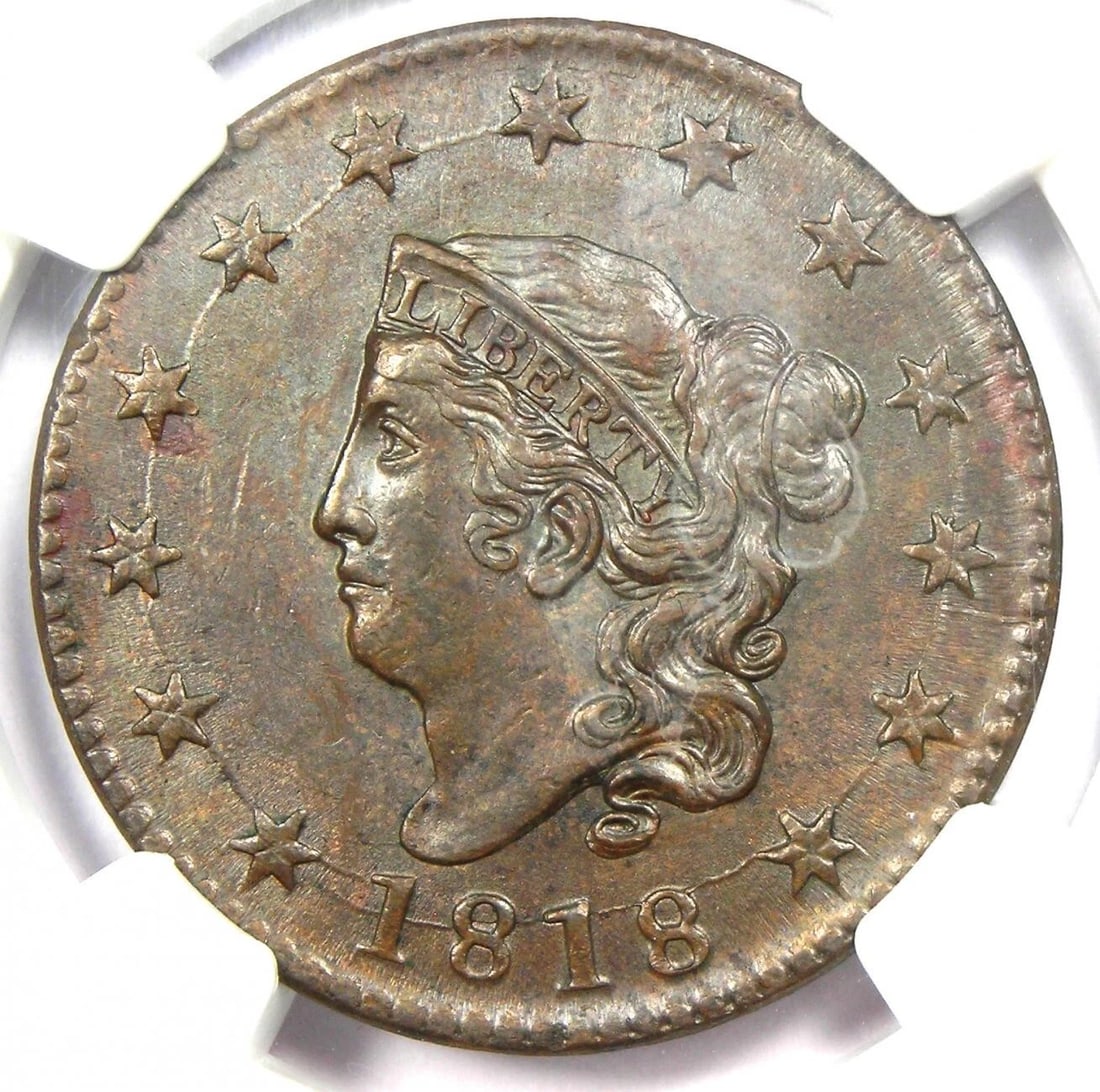 1818 CORONET MATRON LARGE CENT 1C COIN (1 of 2)