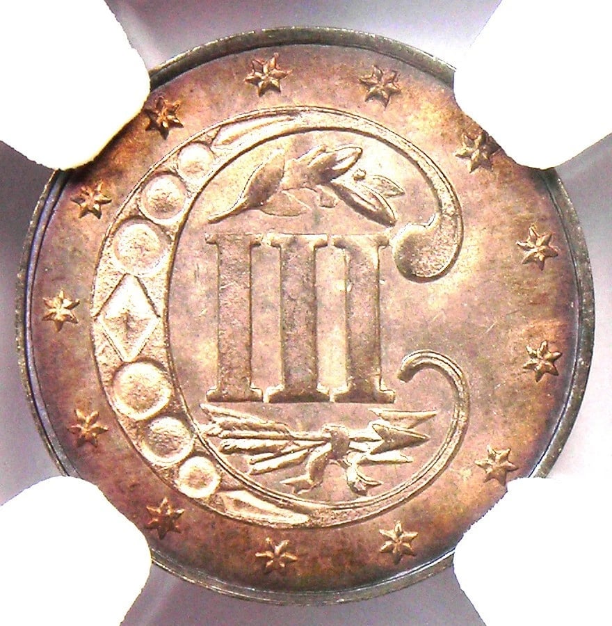 1862 THREE CENT SILVER COIN 3CS - 2