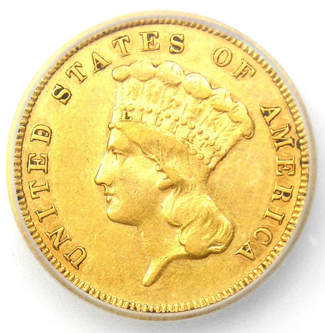 1882 THREE DOLLAR INDIAN GOLD COIN: 1882 Three Dollar Indian Gold Coin Year: 1882 Denomination: $3 Country of Origin: United States Accessories: None Accessories Notice: When purchasing pre-owned goods, please refer to the photos of