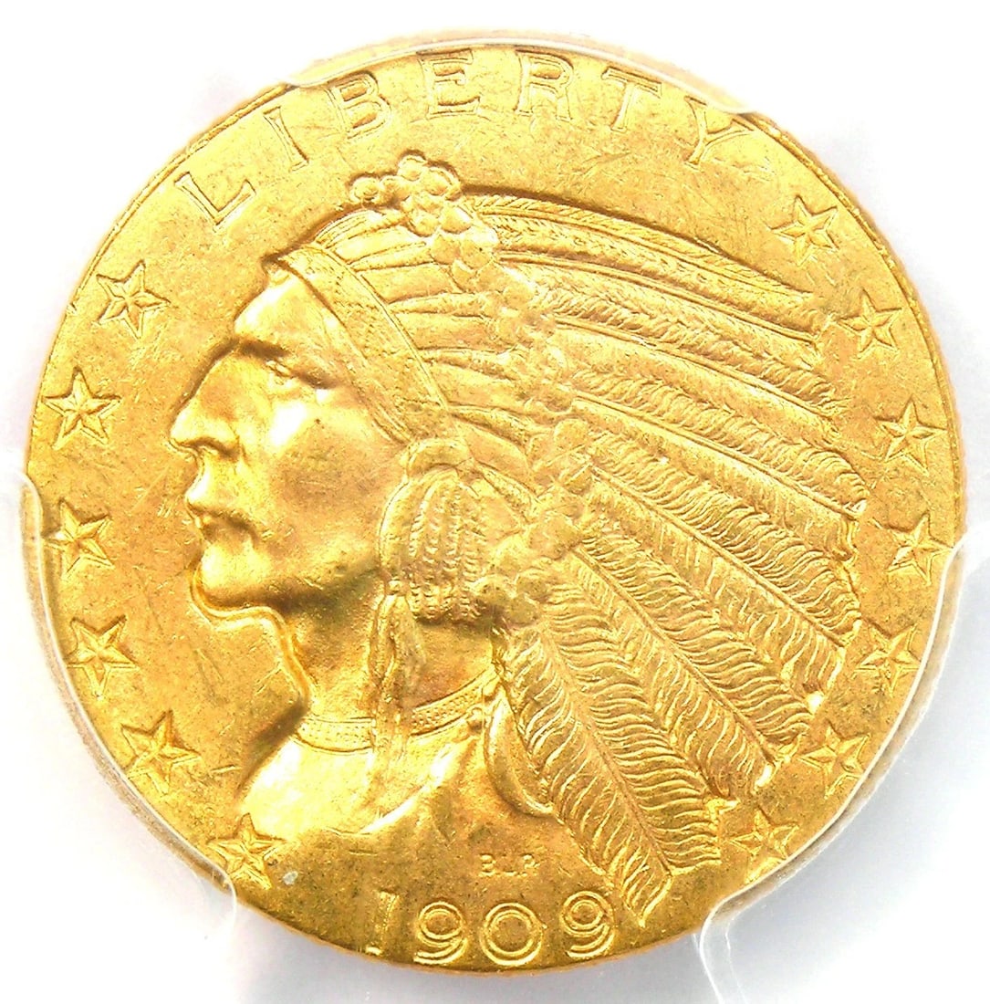 1909-D INDIAN GOLD HALF EAGLE $5 COIN: 1909-D Indian Gold Half Eagle $5 Coin Year: 1909 Denomination: $5 Country of Origin: United States Accessories: None Accessories Notice: When purchasing pre-owned goods, please refer to the photos of 