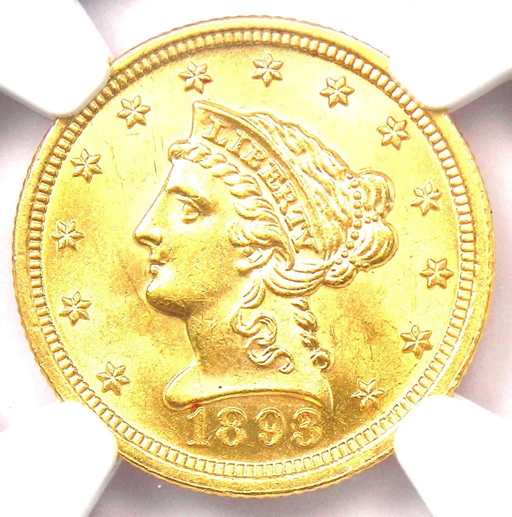 1893 LIBERTY GOLD QUARTER EAGLE $2.50 COIN: 1893 Liberty Gold Quarter Eagle $2.50 Coin Year: 1893 Denomination: $2.50 Country of Origin: United States Accessories: None Accessories Notice: When purchasing pre-owned goods, please refer to the