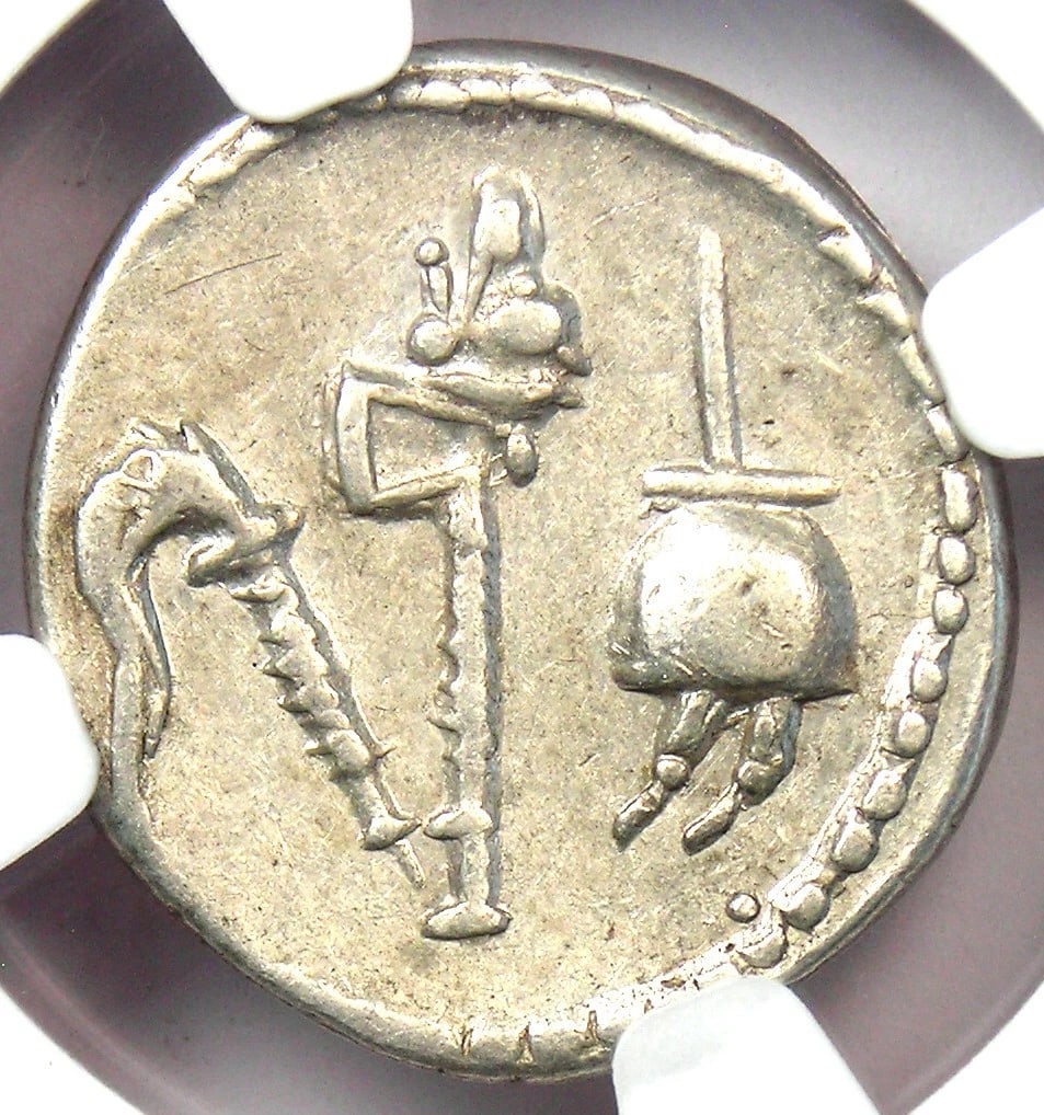 JULIUS CAESAR AR DENARIUS SILVER ELEPHANT COIN - 2