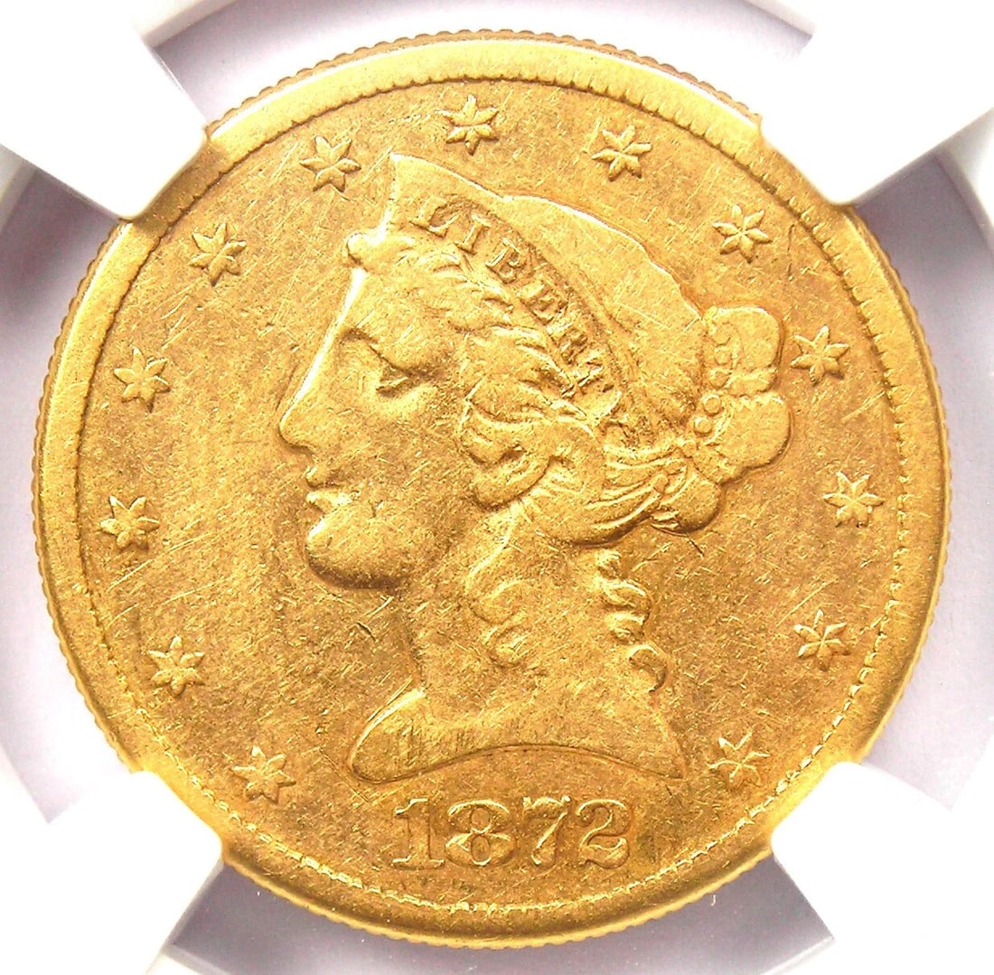 1872-CC LIBERTY GOLD HALF EAGLE $5 CARSON CITY COIN (1 of 2)