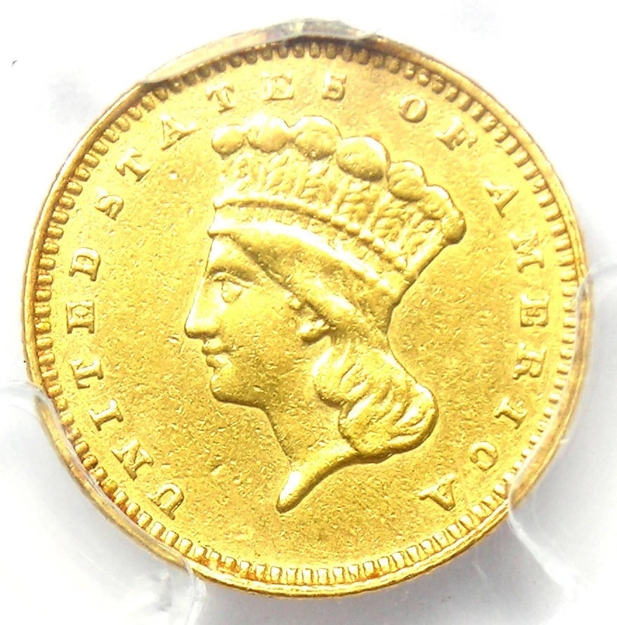 1865 INDIAN GOLD DOLLAR G$1 COIN: 1865 Indian Gold Dollar G$1 Coin Year: 1865 Denomination: $1 Country of Origin: United States Accessories: None Accessories Notice: When purchasing pre-owned goods, please refer to the photos of the i