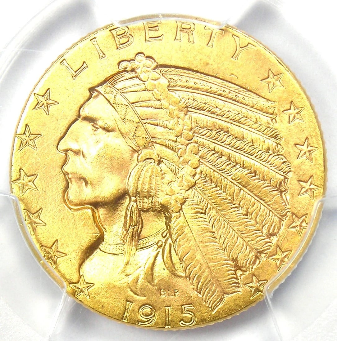 1915 INDIAN GOLD HALF EAGLE $5 COIN (1 of 4)