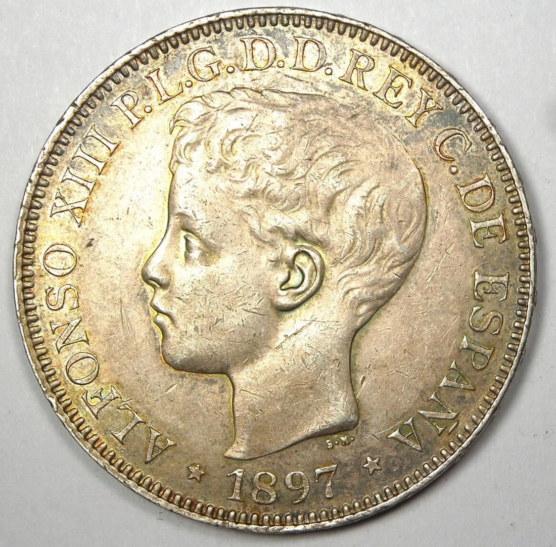 1897 SPAIN PHILIPPINES PESO 1P COIN (1 of 2)