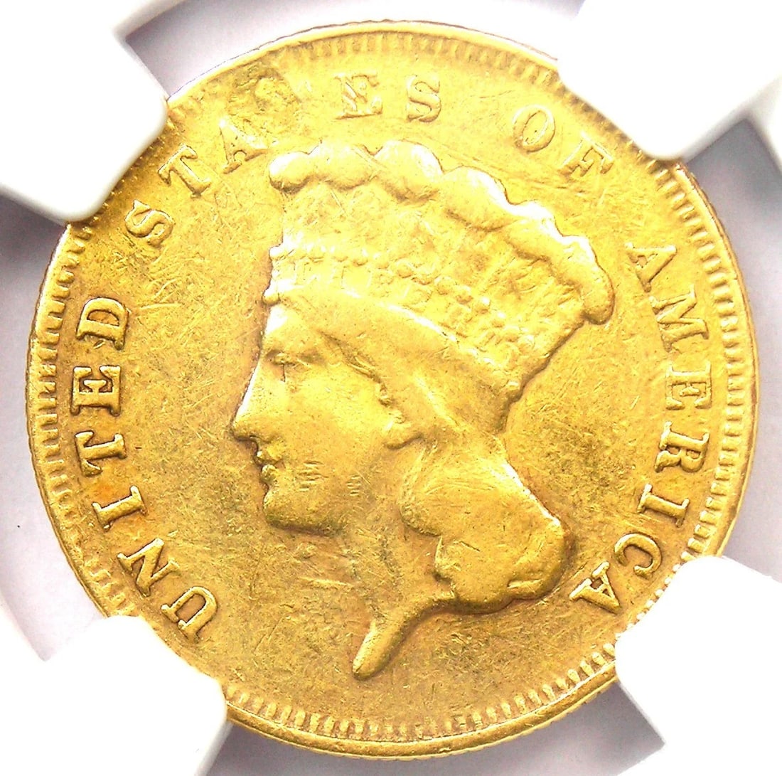 1870 THREE DOLLAR INDIAN GOLD COIN $3 (1 of 3)