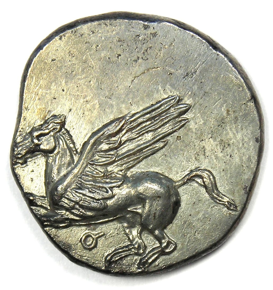 GREEK CORINTH AR STATER COIN: Greek Corinth AR Stater Coin Year : 345 BC Denomination : Stater Country of Origin : Greece Accessories: None Accessories Notice: When purchasing pre-owned goods, please refer to the photos of the ite