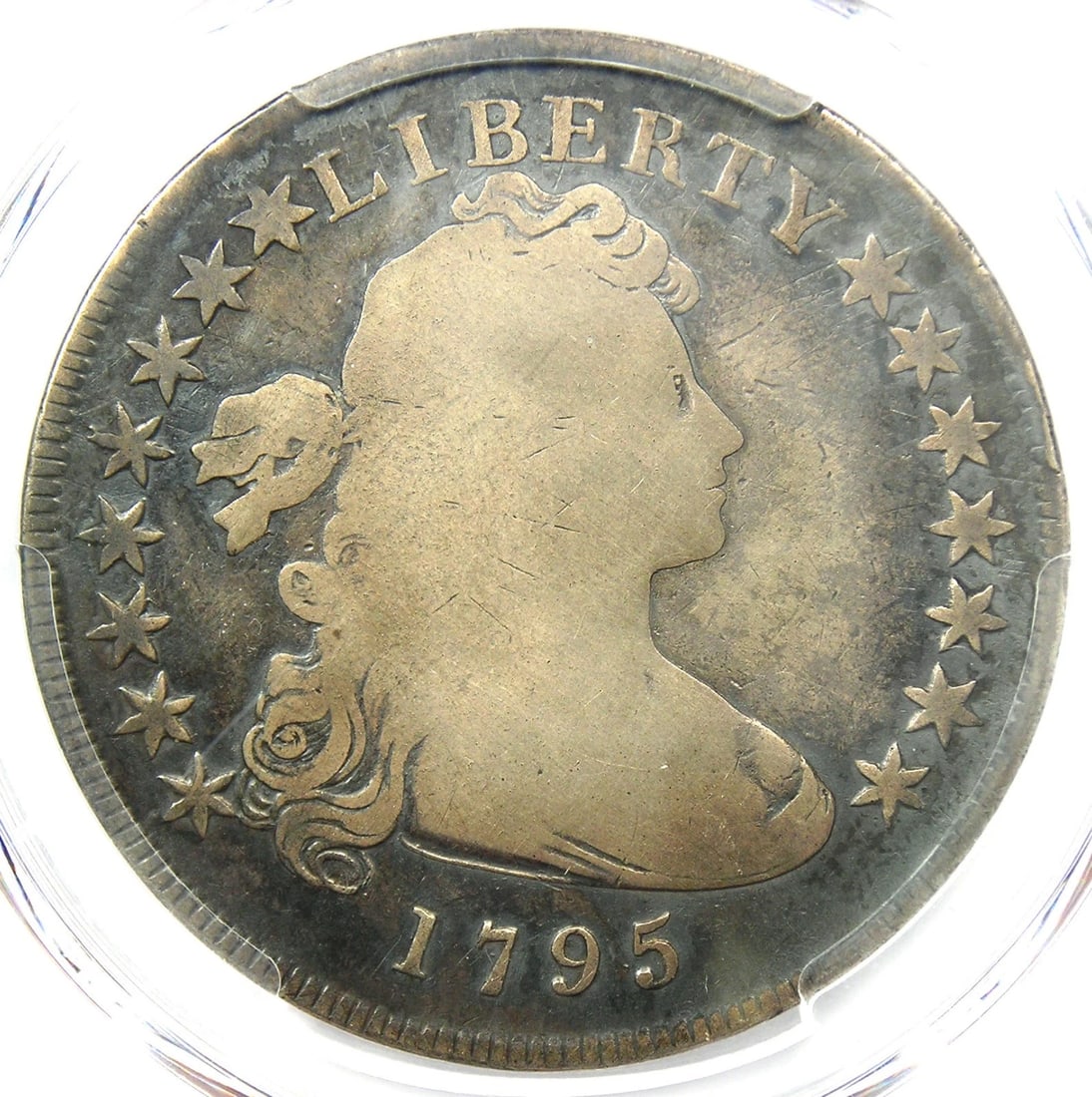 1795 DRAPED BUST SILVER DOLLAR $1 SMALL EAGLE COIN: 1795 Draped Bust Silver Dollar $1 Small Eagle Coin Year : 1795 Denomination : $1 Country of Origin : United States Accessories: None Accessories Notice: When purchasing pre-owned goods, please refer t