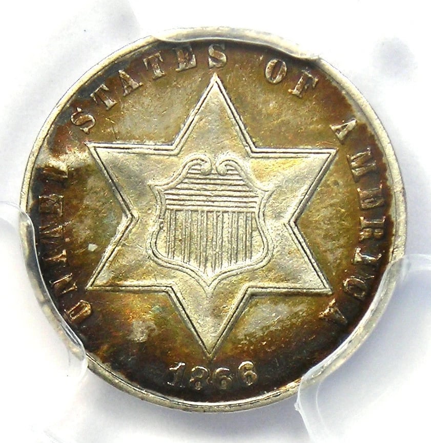 1866 THREE CENT SILVER COIN (1 of 3)