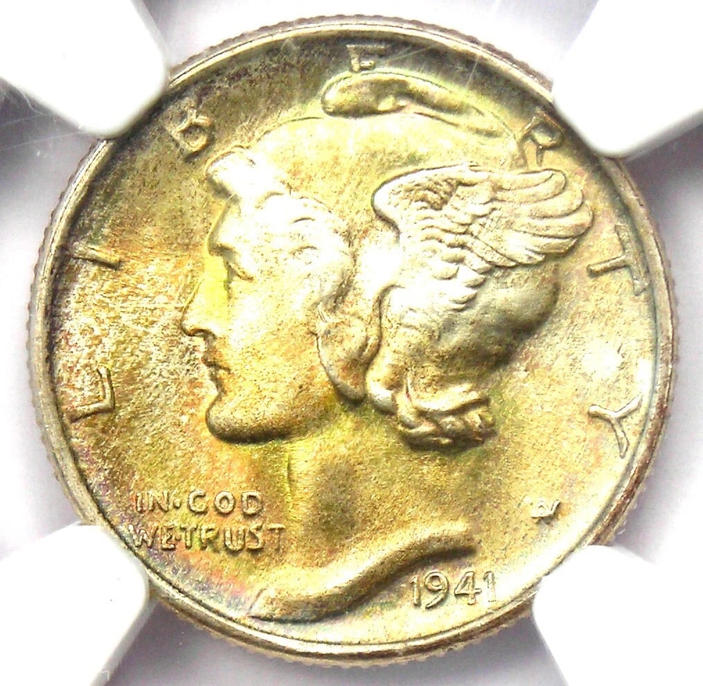 1941-S MERCURY DIME 10C COIN: 1941-S Mercury Dime 10C Coin Year: 1941 Denomination: 10C Country of Origin: United States Accessories: None Accessories Notice: When purchasing pre-owned goods, please refer to the photos of the item