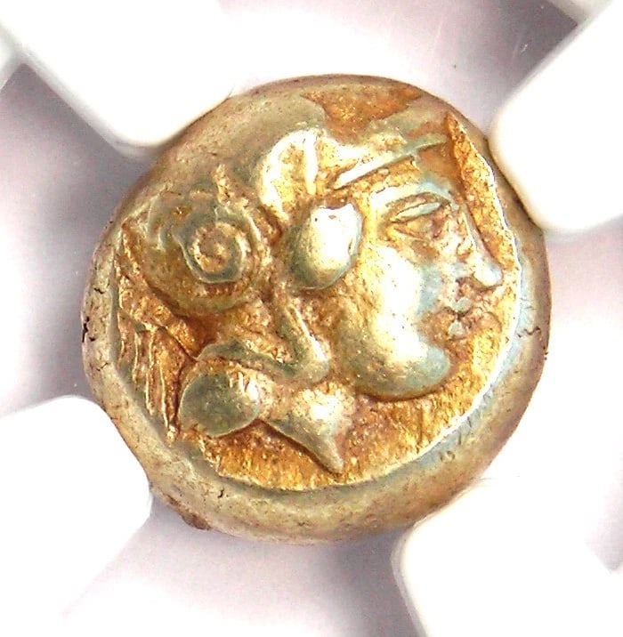 LESBOS MYTILENE EL HECTE ATHENA ELECTRUM HEKTE COIN (1 of 3)