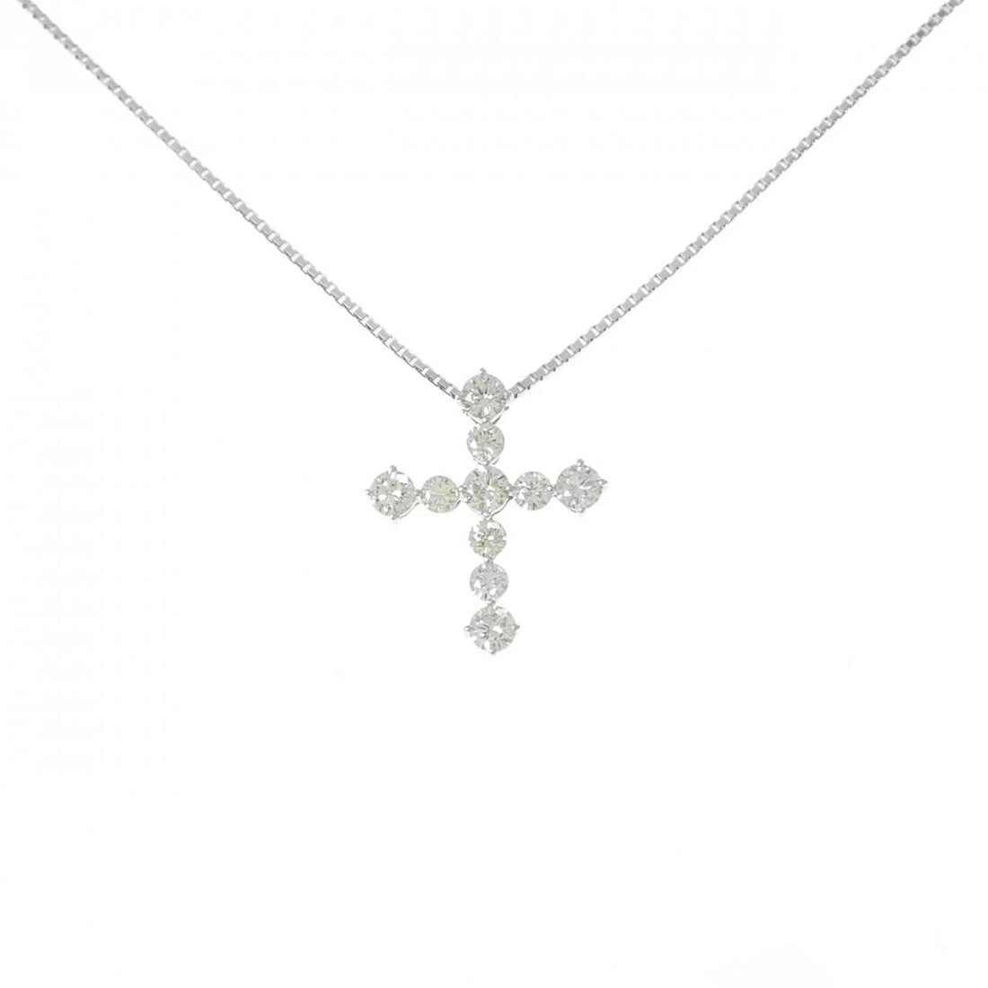 K18WG CROSS DIAMOND NECKLACE: K18WG Cross Diamond Necklace Brand: Unbranded Type/Style: Diamond Necklace Material: K18 white gold, Main Stone Natural Color: white gold Size: Length:45cm Pendant length approx. x width approx.: