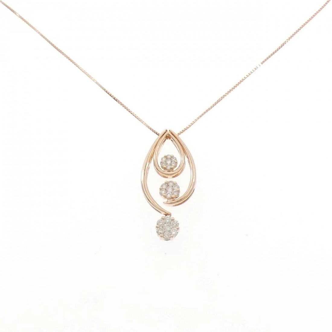 K18PG 2WAY DIAMOND NECKLACE: K18PG 2WAY Diamond Necklace Brand: Unbranded Type/Style: Diamond Necklace Material: K18 Pink Gold, Main Stone Natural Color: Pink Gold Size: Length:45cm Pendant length approx. x width approx.: