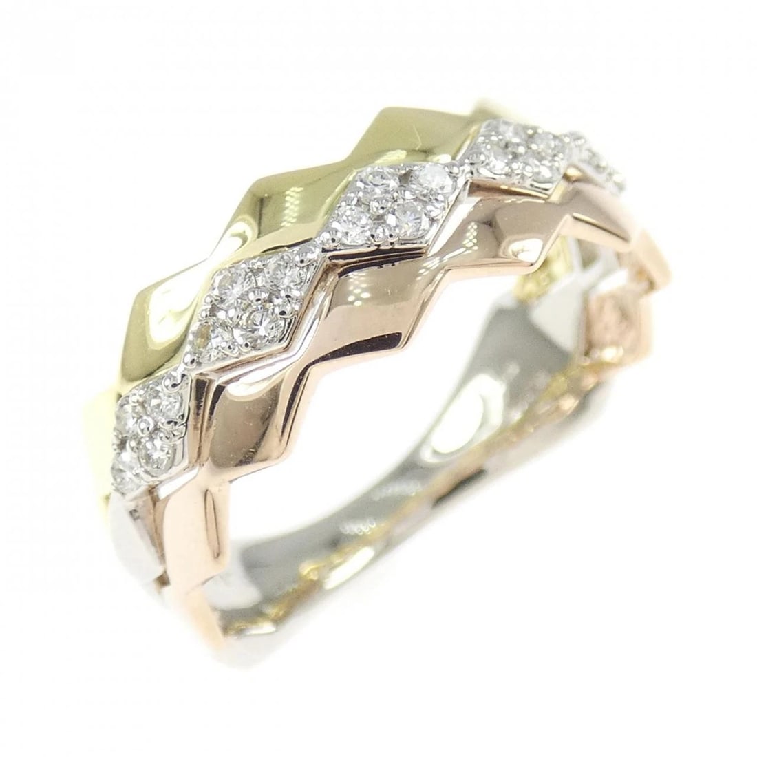 K18YG/PT900/K18PG DIAMOND RING: K18YG/PT900/K18PG Diamond Ring Brand: Unbranded Type/Style: Diamond Ring Material: 18K Yellow Gold/Platinum 900/18K Pink Gold, Color: Yellow Gold/Platinum Pink Gold Size: US6 1/4 Accessories: None