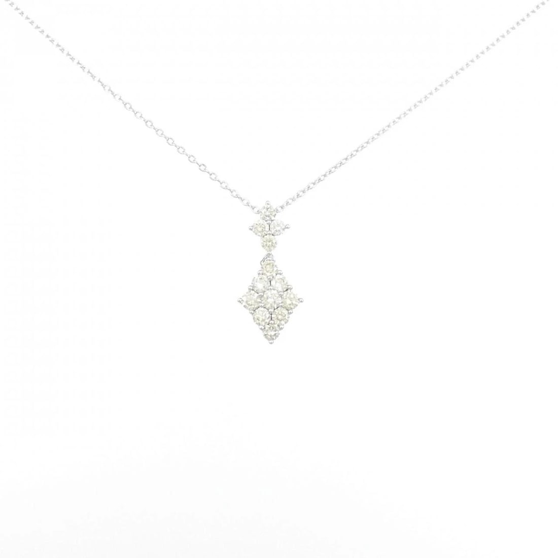 K18WG DIAMOND NECKLACE: K18WG Diamond Necklace Brand: Unbranded Type/Style: Diamond Necklace Material: K18 white gold, Main Stone Natural Color: white gold Size: Length:46cm Pendant length approx. x width approx.: