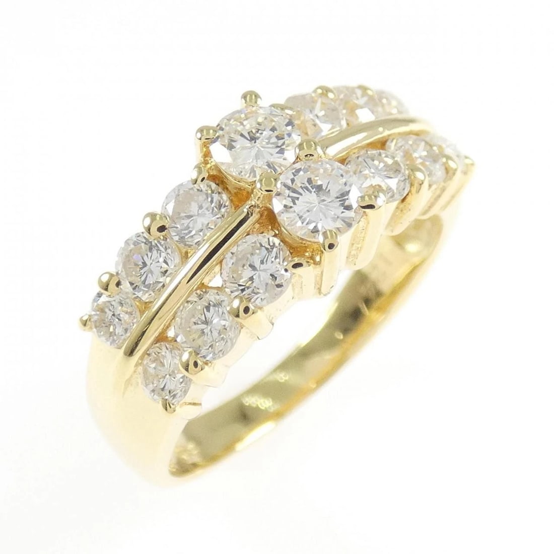 K18YG DIAMOND RING: K18YG Diamond Ring Brand: Unbranded Type/Style: Diamond Ring Material: K18 yellow gold, Main Stone Natural Color: yellow gold Size: US5 3/4 Accessories: None Accessories Notice: When purch
