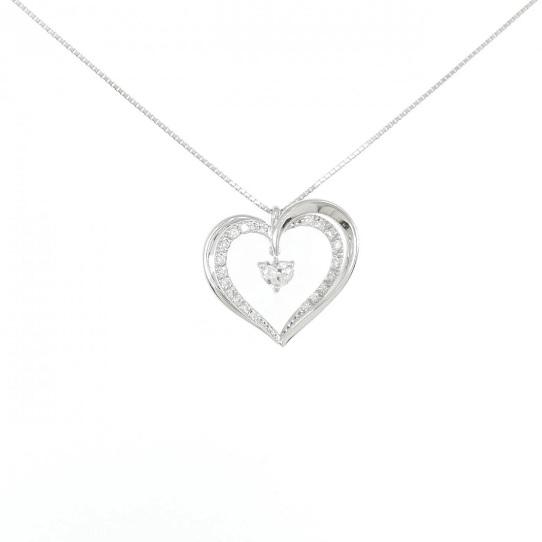 K18WG HEART DIAMOND NECKLACE: K18WG Heart Diamond Necklace Brand: Unbranded Type/Style: Diamond Necklace Material: K18 white gold, Main Stone Natural Color: white gold Size: Length: 45cm Pendant length approx. x width approx.: