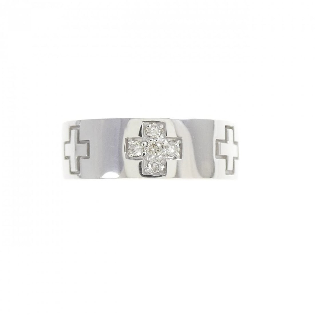 K18WG CROSS DIAMOND RING: K18WG Cross Diamond Ring Brand: Unbranded Type/Style: Diamond Ring Material: K18 white gold, Main Stone Natural Color: white gold Size: US3 1/2 Accessories: None Accessories Notice: When purchasing