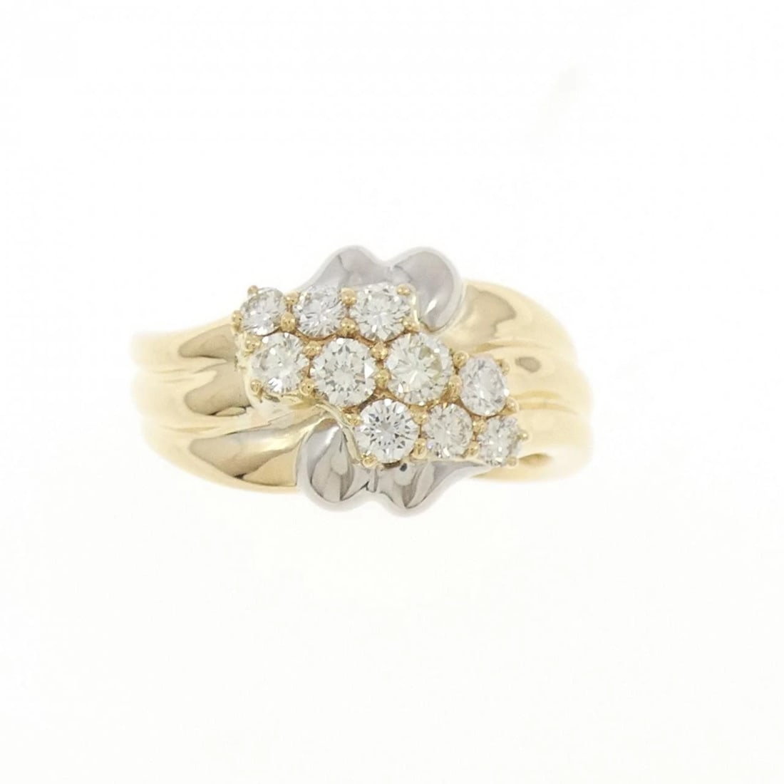 K18YG/PT900 DIAMOND RING - 2