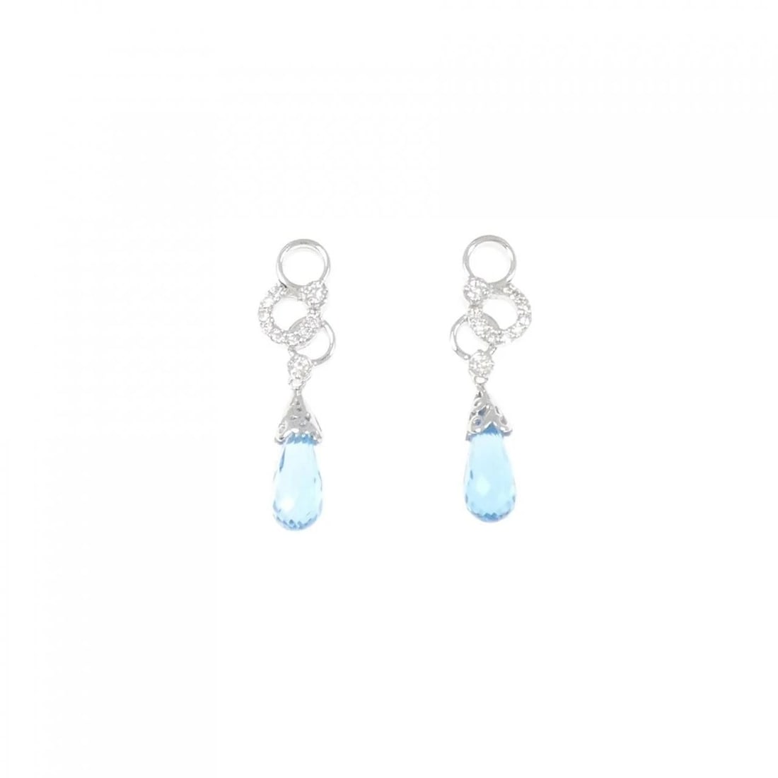 K18WG BLUE TOPAZ PIERCE: K18WG Blue Topaz Pierce Brand: Unbranded Type/Style: Blue Topaz Pierce/Earring Material: K18 white gold, Color: white gold Size: Approx. length x width: 23.2mm x 6.3mm Accessories: None Accessories