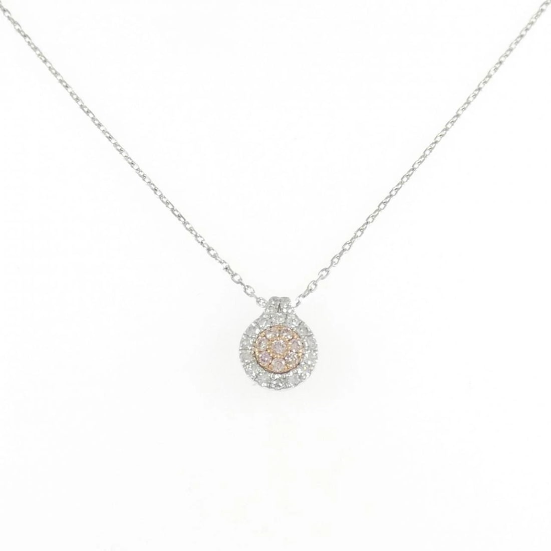 PT950/K18PG PINK DIAMOND NECKLACE: PT950/K18PG Pink Diamond Necklace Brand: Unbranded Type/Style: Pink Diamond Necklace Material: Platinum 950/18K pink gold, Main Stone Pink Natural Color: Platinum pink gold Size: length 45cm Pendant