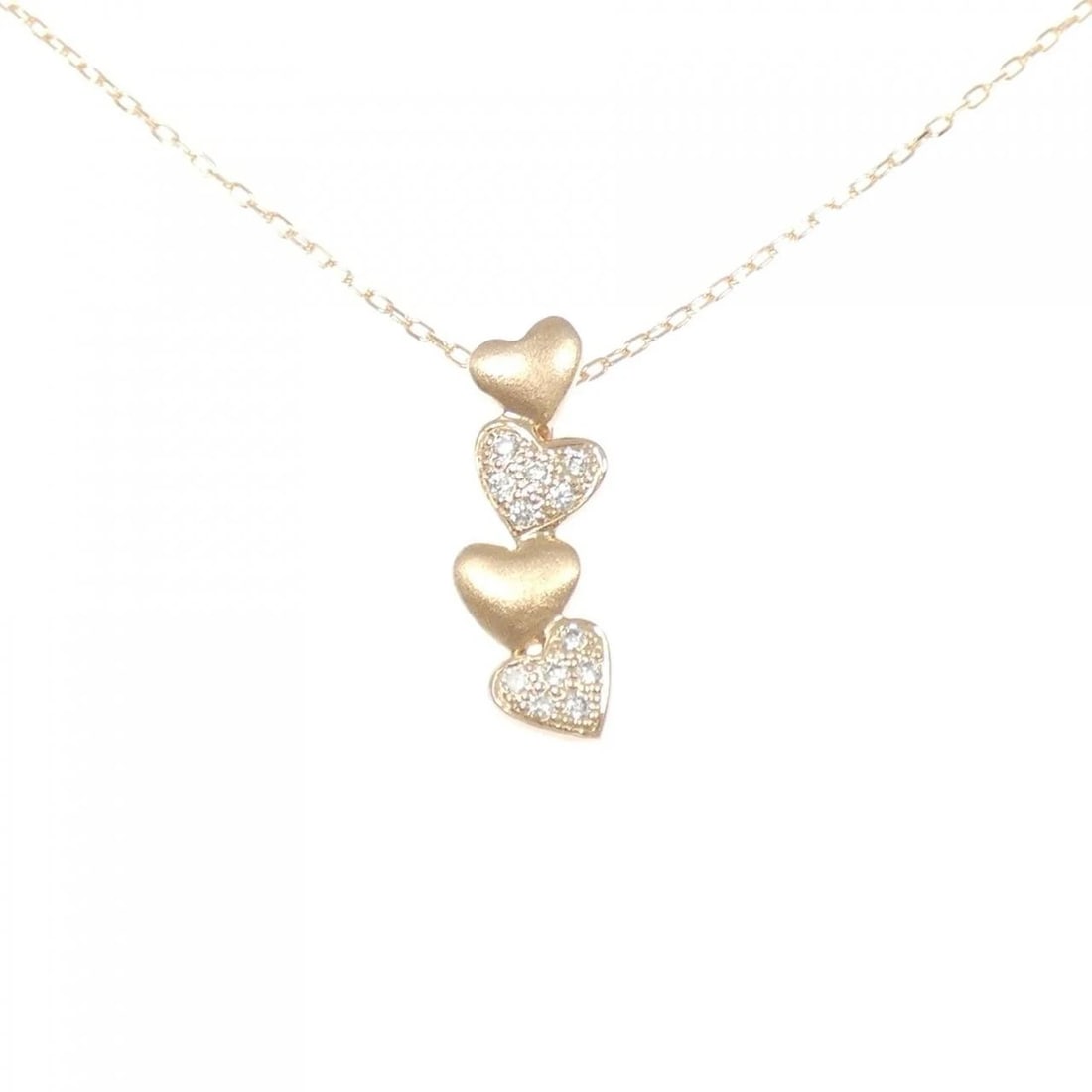 K18PG HEART DIAMOND NECKLACE: K18PG Heart Diamond Necklace Brand: Unbranded Type/Style: Diamond Necklace Material: K18 Pink Gold, Main Stone Natural Color: Pink Gold Size: length 45cm Pendant length approx. x width approx.: