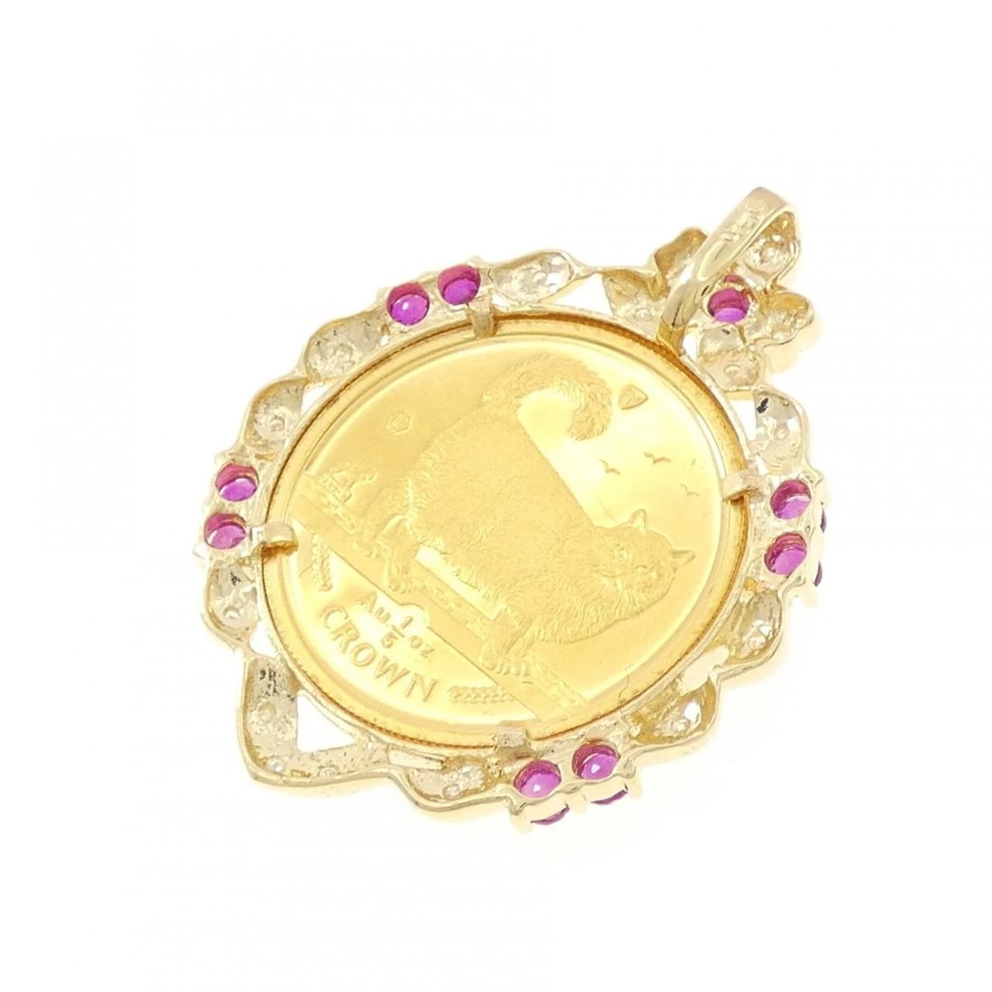 K18YG (FRAME) RUBY COIN PENDANT - 2