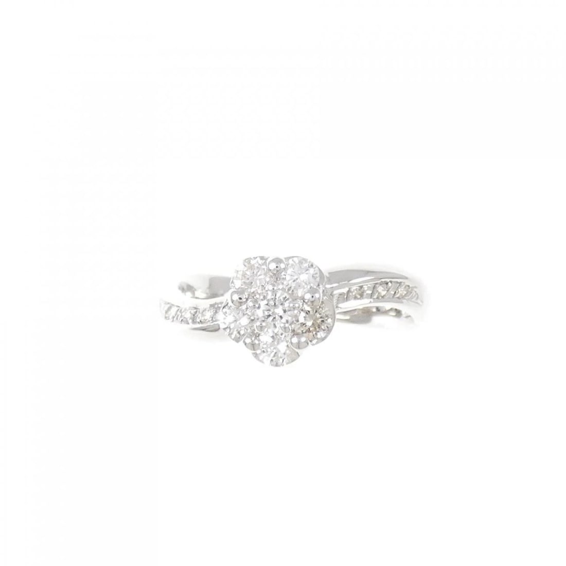 K18WG FLOWER DIAMOND RING - 2