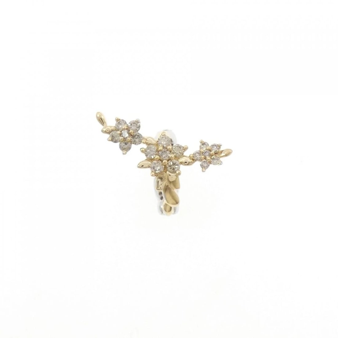 K18YG/K18WG FLOWER DIAMOND EARRING: K18YG/K18WG Flower Diamond Earring Brand: Unbranded Type/Style: Diamond Pierce/Earring Material: 18K Yellow Gold/18K White Gold, Main Stone Natural Color: Yellow Gold/White Gold Size: Approx. height