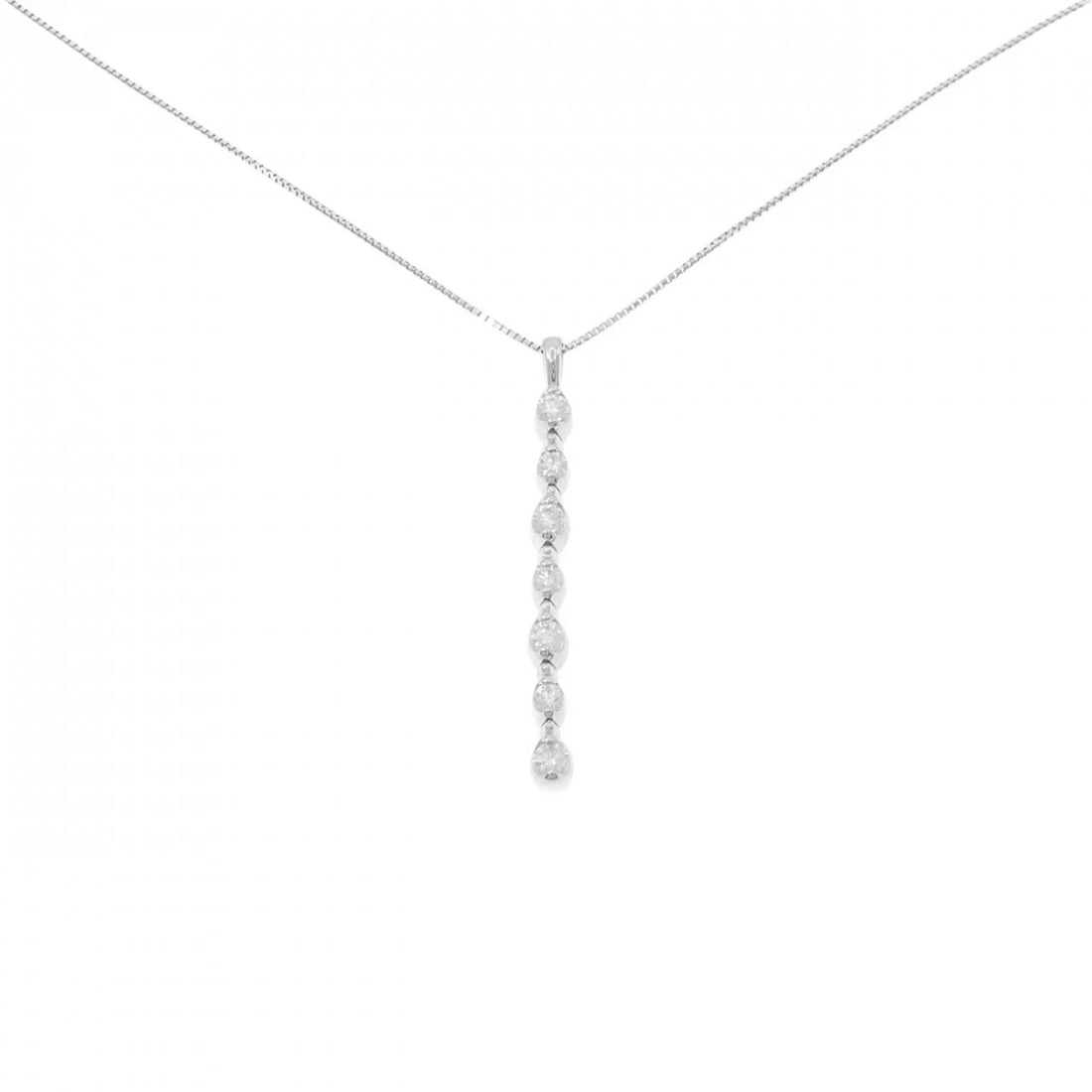 K18WG DIAMOND NECKLACE: K18WG Diamond Necklace Brand: Unbranded Type/Style: Diamond Necklace Material: K18 white gold, Main Stone Natural Color: white gold Size: length 45cm Pendant length approx. x width approx.: