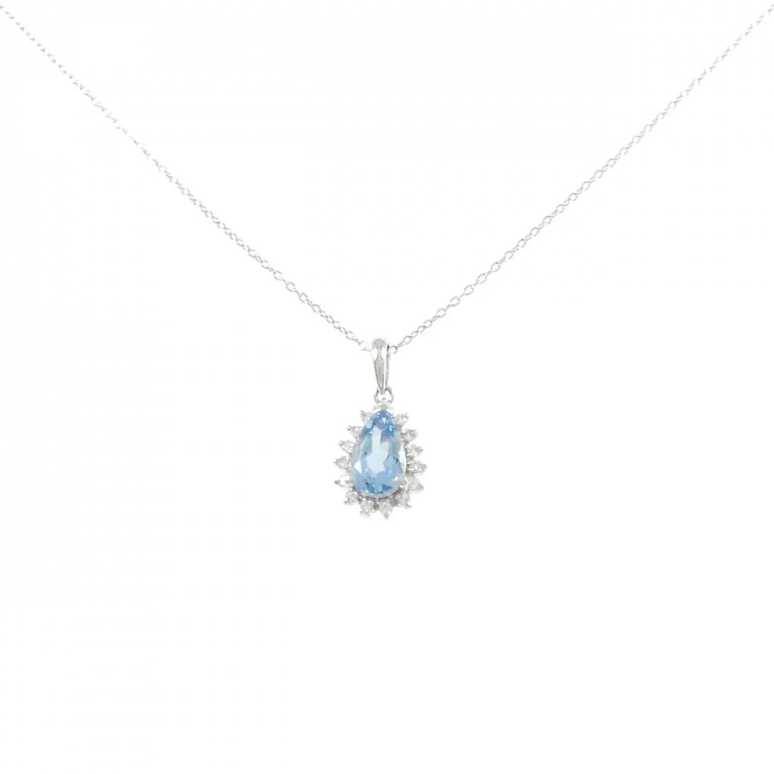 PT900/PT850 AQUAMARINE NECKLACE: PT900/PT850 Aquamarine Necklace Brand: Unbranded Type/Style: Aquamarine Necklace Material: Platinum900/Platinum850, Color: Platinum Size: length 45cm Pendant length approx. x width approx.: