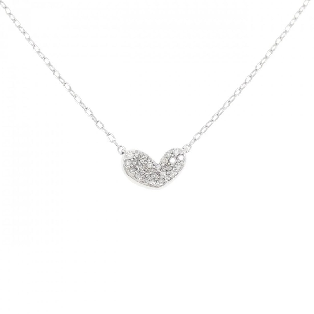 K18WG PAVE HEART DIAMOND NECKLACE: K18WG Pave Heart Diamond Necklace Brand: Unbranded Type/Style: Diamond Necklace Material: K18 white gold, Main Stone Natural Color: white gold Size: length 40cm Pendant length approx. x width