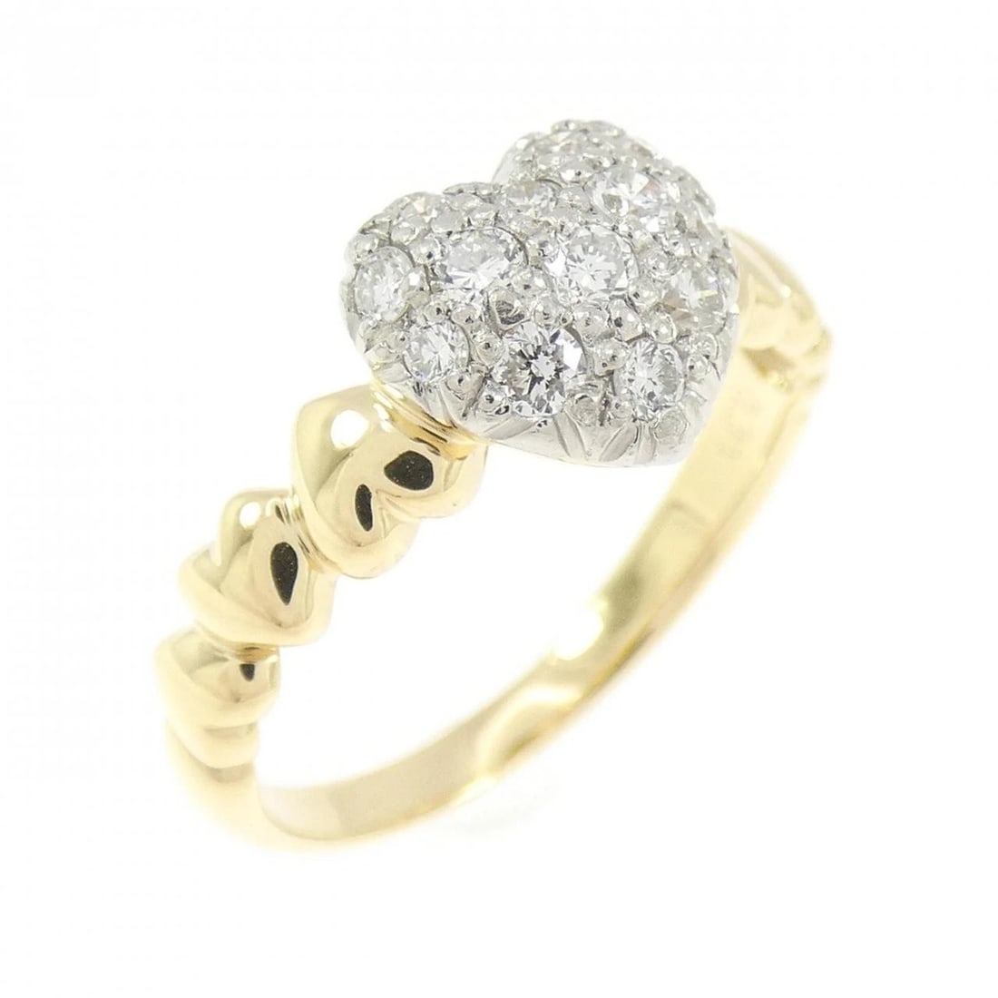 K18YG/PT900 HEART DIAMOND RING: K18YG/PT900 Heart Diamond Ring Brand: Unbranded Type/Style: Diamond Ring Material: 18k yellow gold / Platinum 900, Main Stone Natural Color: yellow gold Platinum Size: US5 1/4 Accessories: None