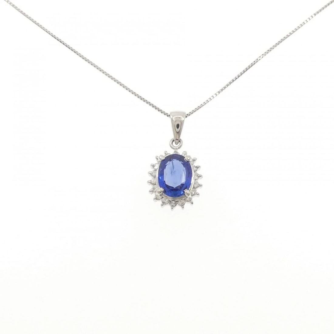 PT/PT850 SAPPHIRE NECKLACE: PT/PT850 Sapphire Necklace Brand: Unbranded Type/Style: Sapphire Necklace Material: Platinum/Platinum850, Main Stone Sapphire Color: Platinum Size: length 45cm Pendant length approx. x width approx.: