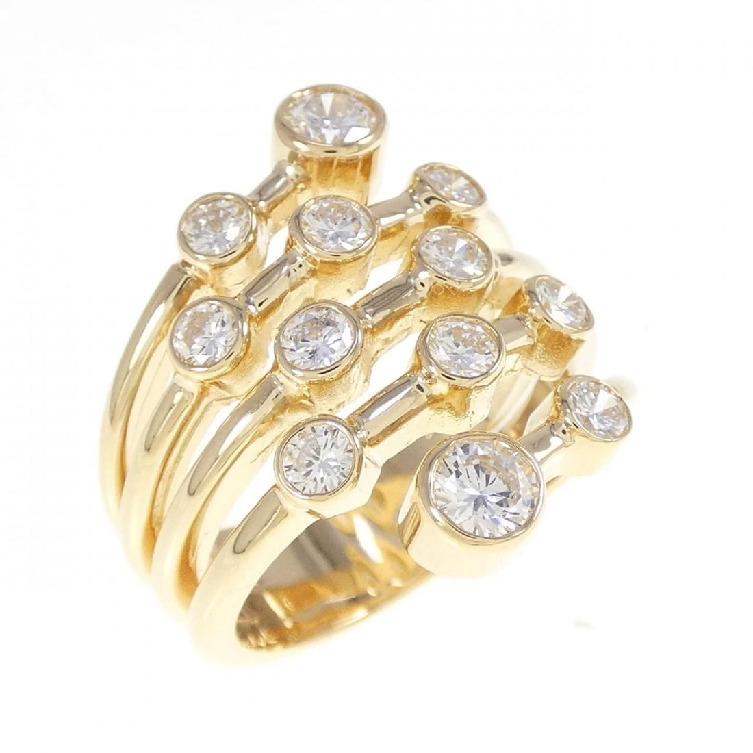 K18YG DIAMOND RING: K18YG Diamond Ring Brand: Unbranded Type/Style: Diamond Ring Material: K18 yellow gold, Main Stone Natural Color: yellow gold Size: US6 Accessories: None Accessories Notice: When purchasin