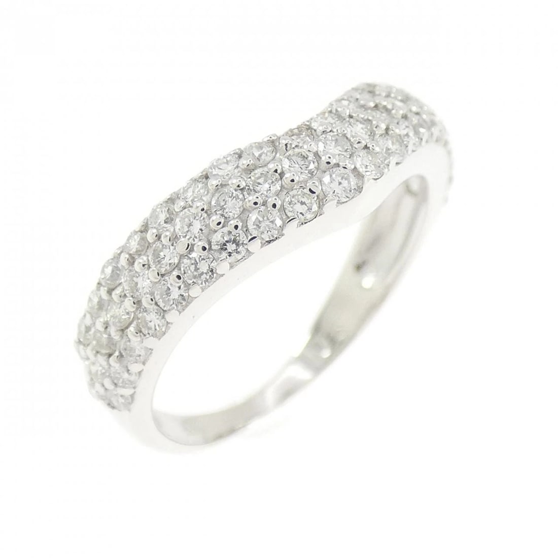 K18WG PAVE DIAMOND RING: K18WG Pave Diamond Ring Brand: Unbranded Type/Style: Diamond Ring Material: K18 white gold, Main Stone Natural Color: white gold Size: US3 1/2 Accessories: None Accessories Notice: When purchasing