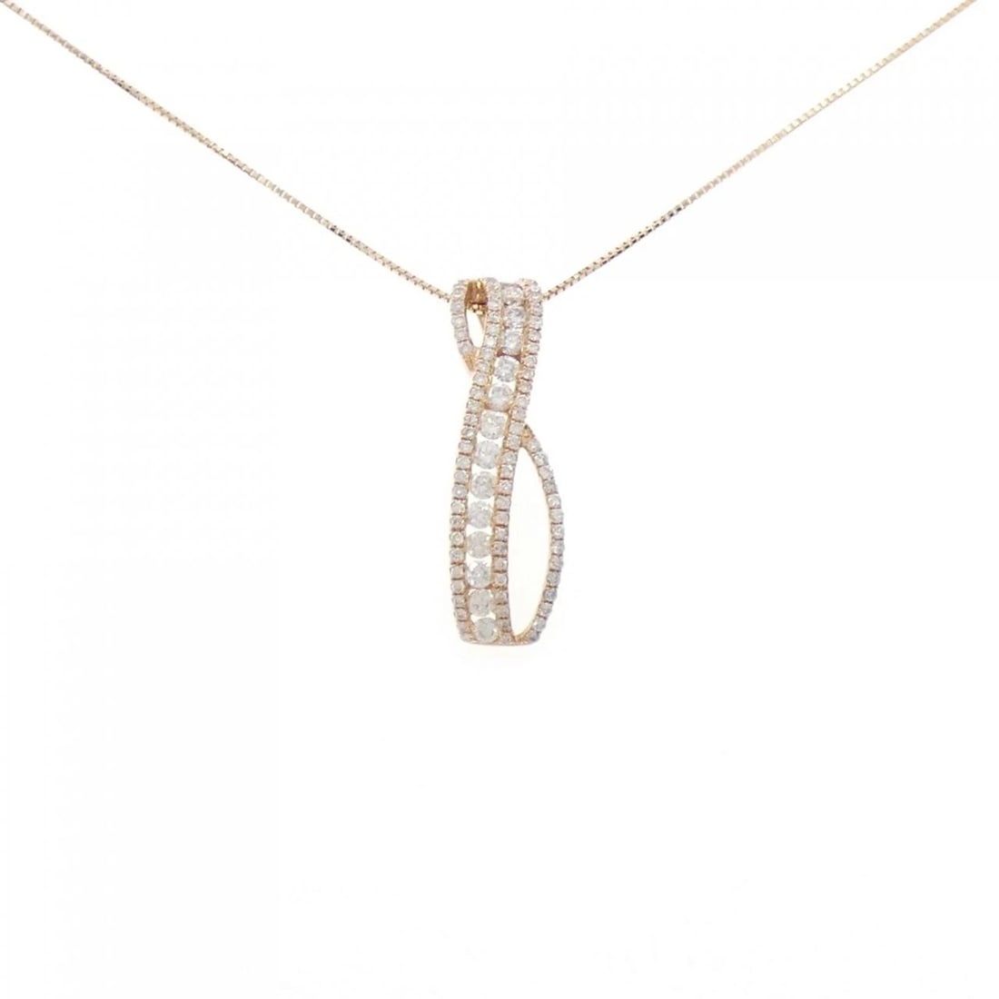 K18PG DIAMOND NECKLACE: K18PG Diamond Necklace Brand: Unbranded Type/Style: Diamond Necklace Material: K18 Pink Gold, Main Stone Natural Color: Pink Gold Size: length 45cmPendant length approx. x width approx.: 29.0mmx9.1mm