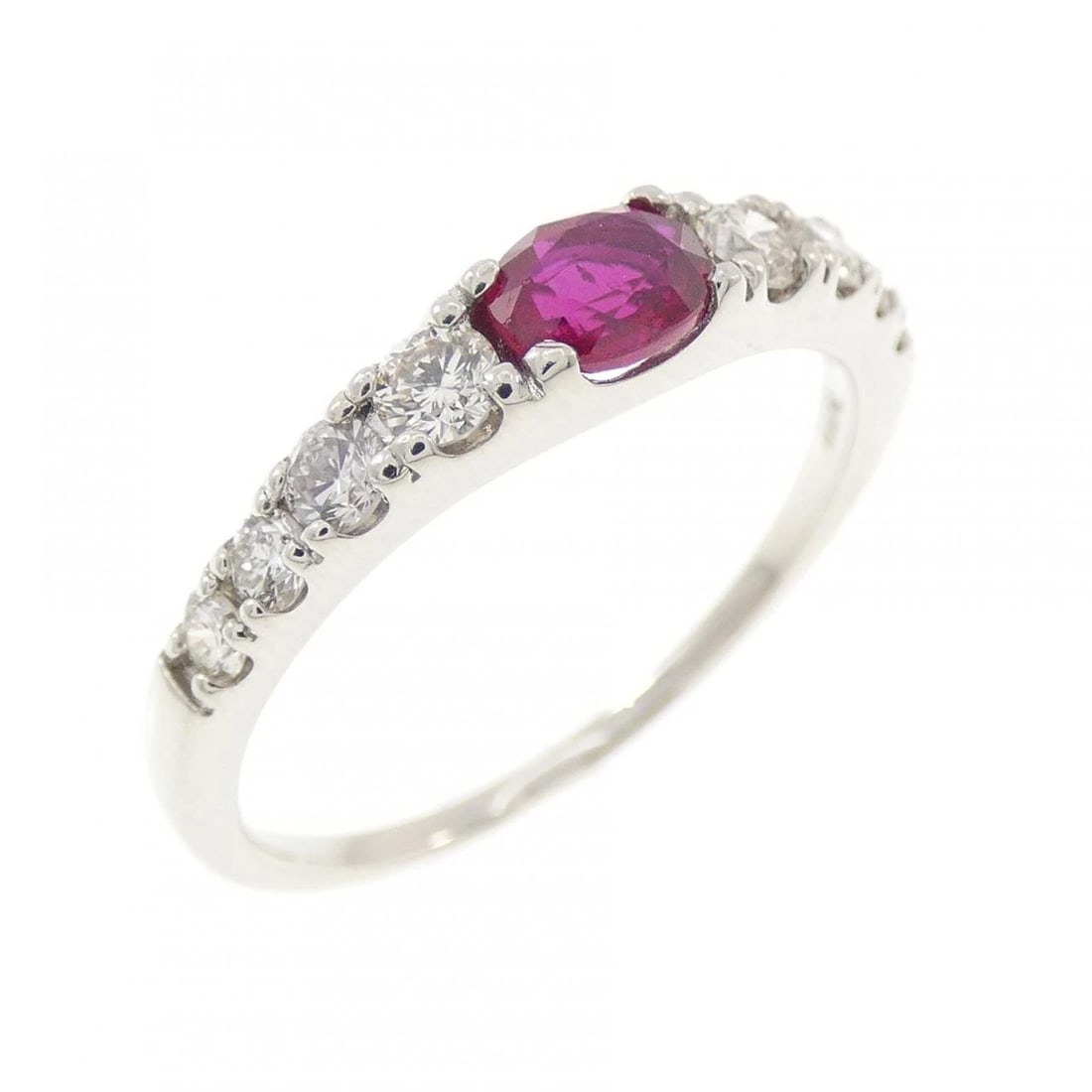PT900 RUBY RING: PT900 Ruby Ring Brand: Unbranded Type/Style: Ruby Ring Material: Platinum900, Main Stone Ruby Color: Platinum Size: US5 3/4 Accessories: None Accessories Notice: When purchasing pre-owned