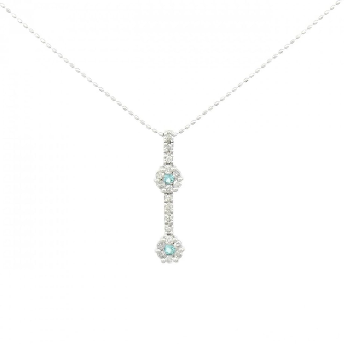 K18WG PARAIBA TOURMALINE NECKLACE: K18WG Paraiba tourmaline Necklace Brand: Unbranded Type/Style: Paraiba Tourmaline Necklace Material: K18 white gold, Color: white gold Size: length 40cm Pendant length approx. x width approx.: