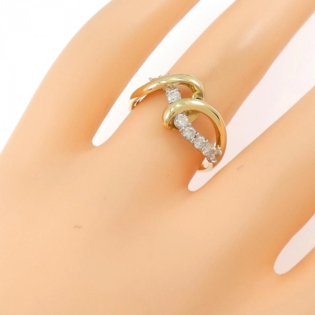 K18YG/PT900 DIAMOND RING - 4