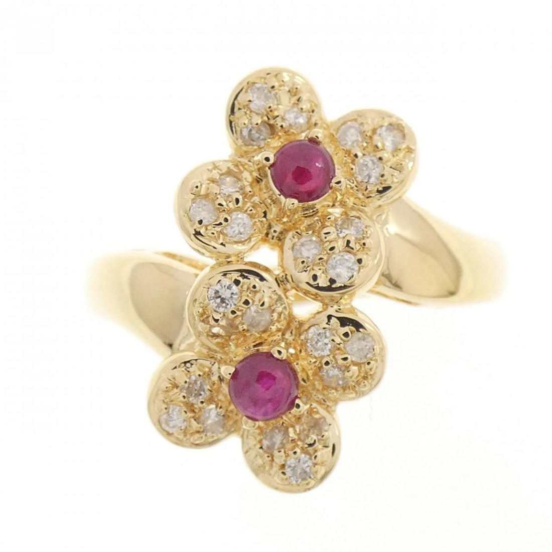 K18YG FLOWER RUBY RING - 2