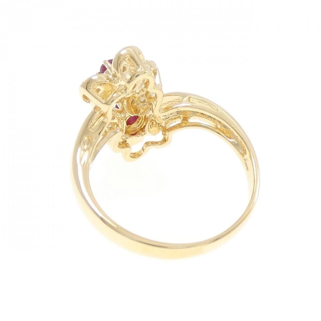 K18YG FLOWER RUBY RING - 3