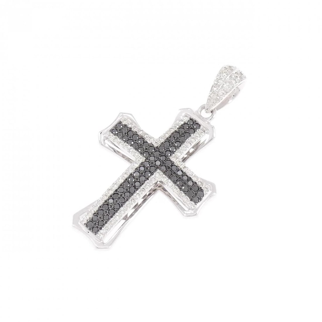 K18WG CROSS DIAMOND PENDANT: K18WG Cross Diamond Pendant Brand: Unbranded Type/Style: Diamond Pendant/Brooch Material: K18 white gold, Color: white gold Size: Approximate dimensions (height x width): 41.1cm x 23.0cm Accessories: