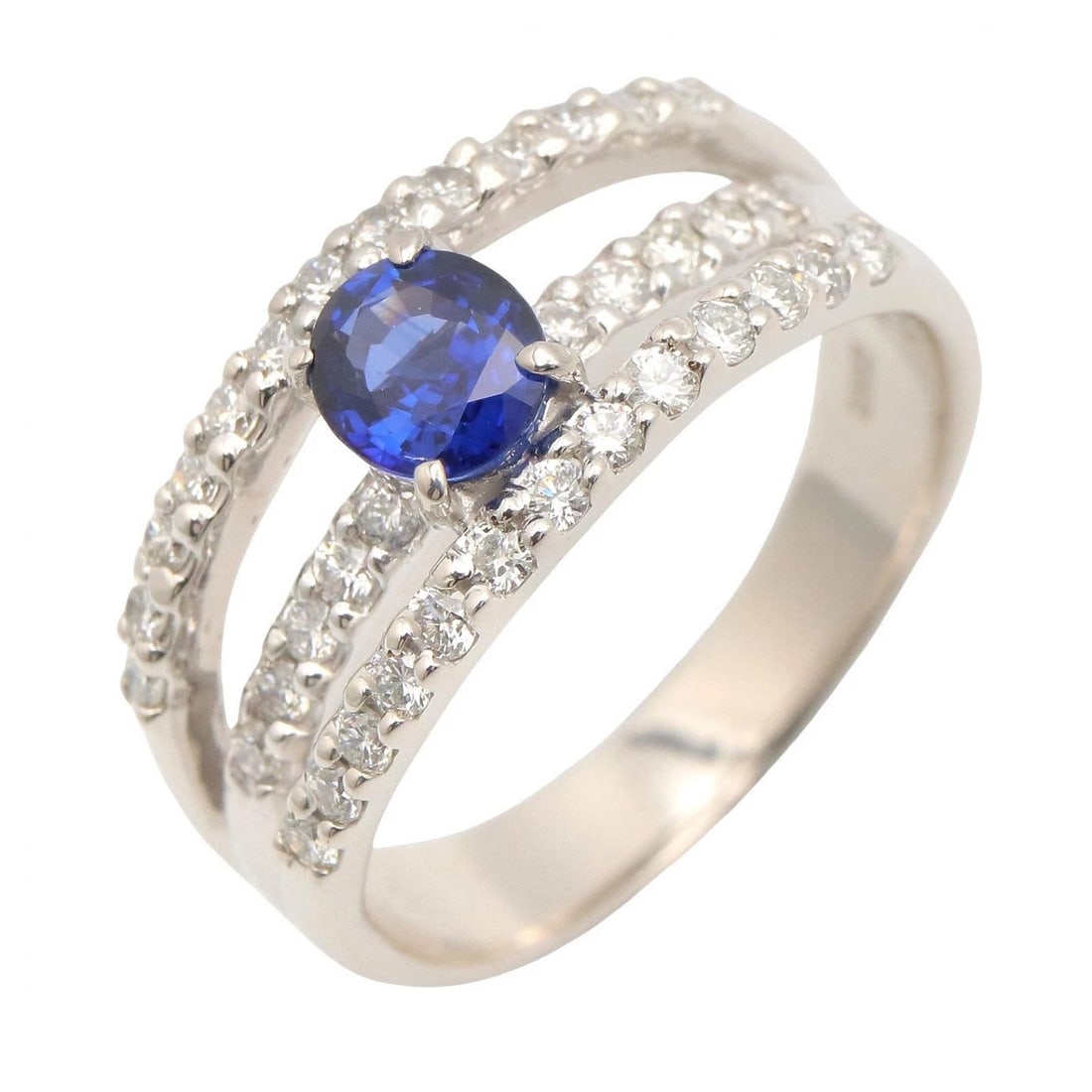 JEWELRY SAPPHIRE DIAMOND RING 18KWG (1 of 4)