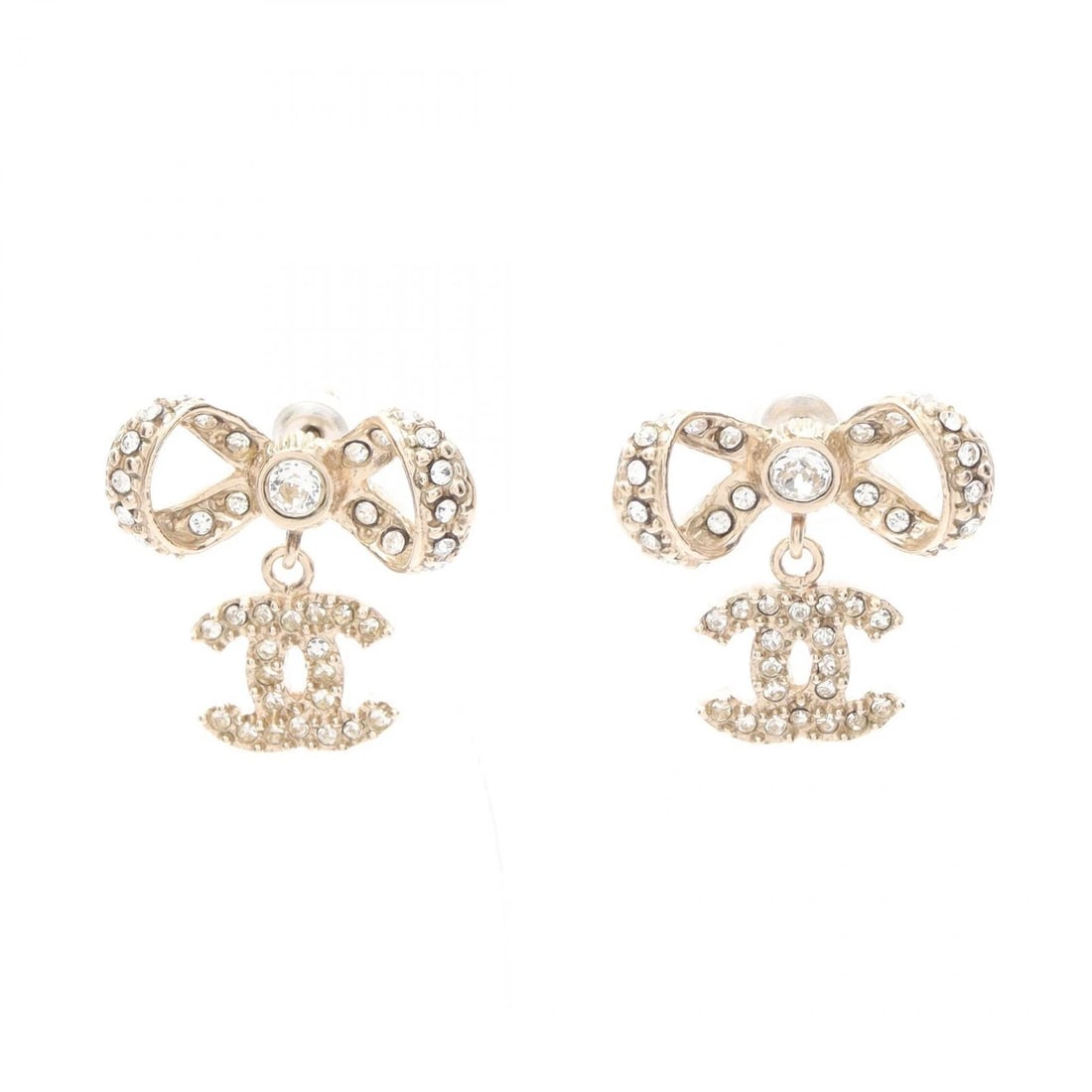 CHANEL COCO MARK RIBBON PIERCED EARRINGS: CHANEL COCO Mark Ribbon Pierced earrings Brand: CHANEL Type/Style: Pierced earrings Material: Gold Plated, Color: Gold Size: Size 20mm x 22mm(0.8" x 0.9") Accessories: None Accessories Not