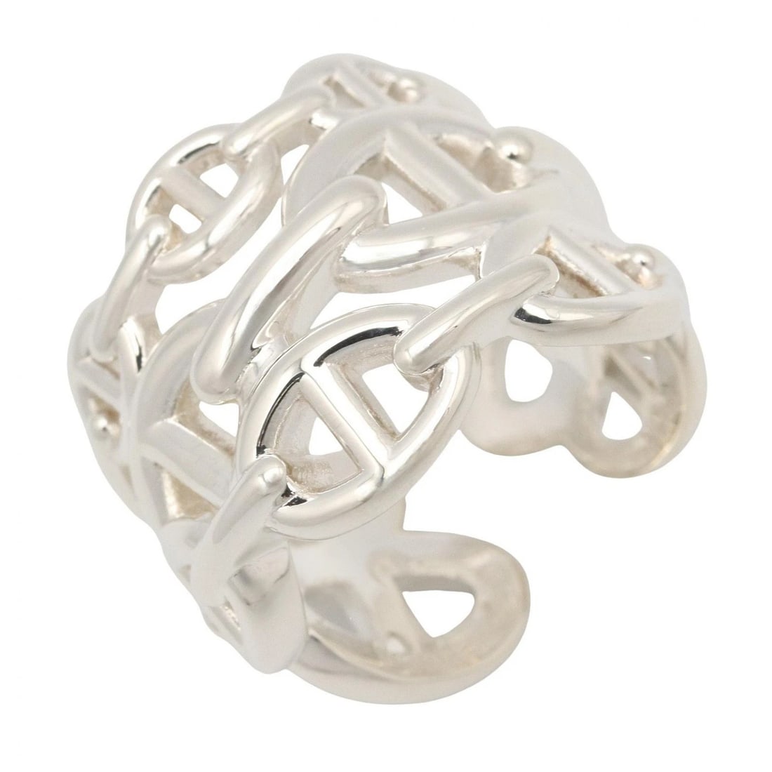 HERMES CHAINE DANCRE GM RING RING: HERMES Chaine dancre GM Ring Ring Brand: HERMES Type/Style: Ring Material: Silver925, Color: Silver Size: 6.5 - 6.75 US Accessories: None Accessories Notice: When purchasing pre-owned good