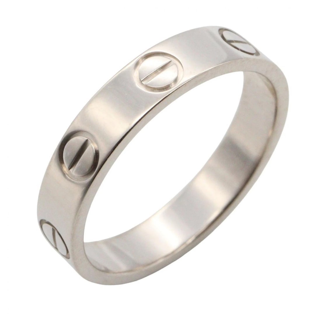 CARTIER MINI LOVE RING 18KWG WHITE GOLD: CARTIER Mini Love Ring 18KWG White Gold Brand: CARTIER Type/Style: Ring Material: K18WG?White Gold?, Color: Silver Size: US size 4.25 Accessories: None Accessories Notice: When purchasing pre-owned