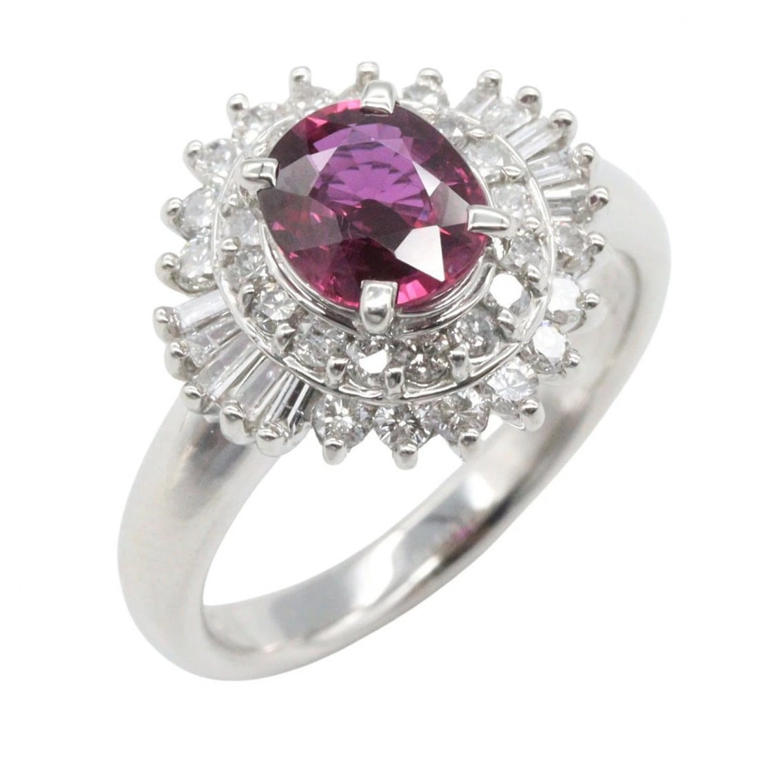 JEWELRY RUBY DIAMOND RING PT900 PLATINUM: JEWELRY Ruby Diamond Ring Pt900 Platinum Brand: JEWELRY Type/Style: Ring Material: Pt900 Platinum, Main Stone Ruby Color: Silver Size: US Size 5.25 Accessories: None Accessories Notice: Wh